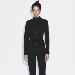 NWT XS BLACK ZARA WIND AND WATERPROOF RECCO® TECH SKI JUMPSUIT SNOWSUIT ONESIE